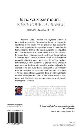 Je ne veux pas mourir, même pour la France